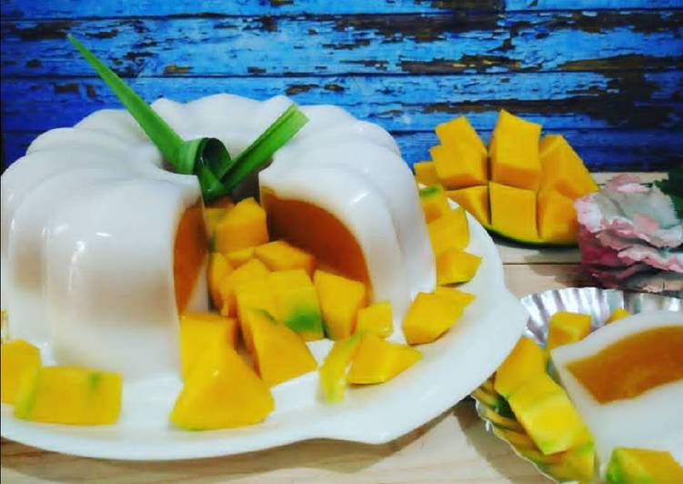 cara membuat Mango coconut puding