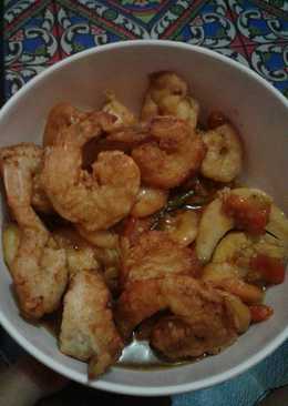 Tumis udang + telur kecap