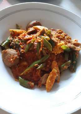 Capcay telur goreng balado pedas