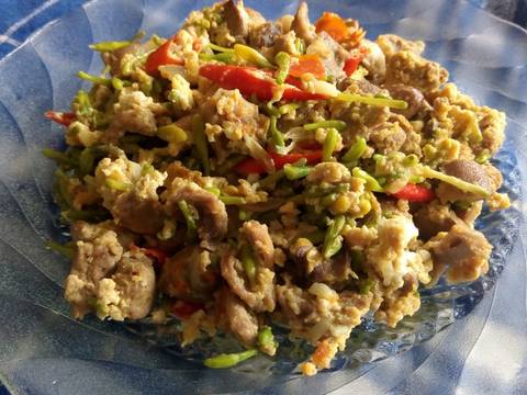 Tumis Ati Empela+Bunga Pepaya recipe step 4 photo