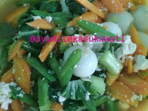 Orak arik tahu sayuran telur puyuh