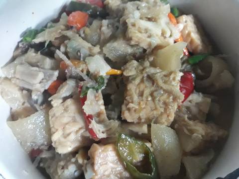 Tumis krecek ikan pari dan tempe recipe step 6 photo