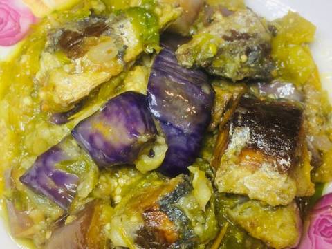 Terong sambal ijo + ikan asin peda recipe step 6 photo