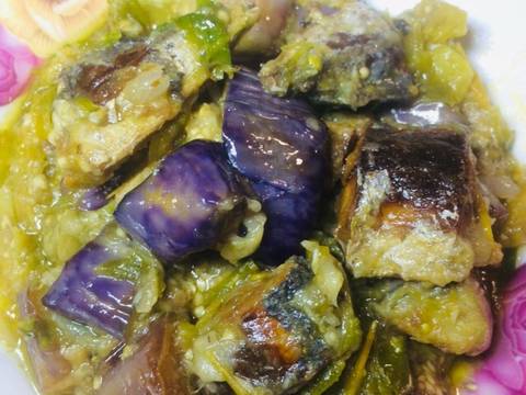 Terong sambal ijo + ikan asin peda recipe step 6 photo