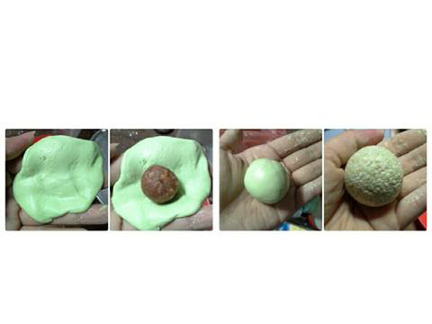 Onde Wijen Pandan isi Kacang Tanah/Mochi Goreng recipe step 4 photo