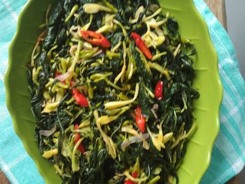 Sayur tumis bunga pepaya daun singkong teri  (no pahit) Ã°Å¸Ëœâ€¹ recipe step 11 photo