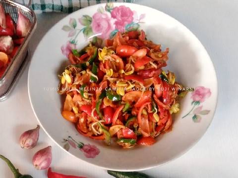 Tumis kulit melinjo campur taoge recipe step 5 photo