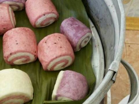 Mantou ubi ungu dan buah naga recipe step 5 photo