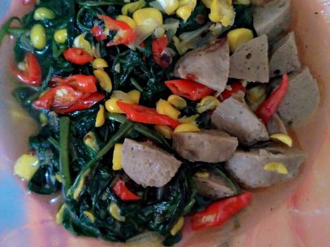 Tumis kangkung bakso #BikinRamadanBerkesan