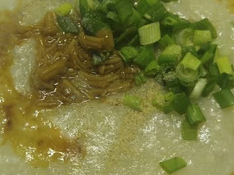 Bubur ayam dgn seasoned jamur enoki recipe step 4 photo