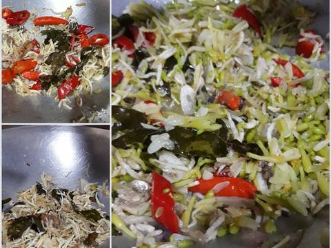 Tumis Bunga Pepaya Teri recipe step 2 photo