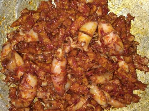 Balado tempe dan Cumi asin