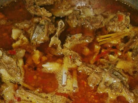 Ketupat sayur kacang merah campur sumsum kambing pedas recipe step 6 photo