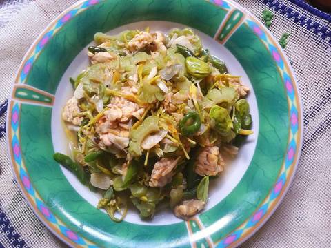 Tumis Pare Bunga Pepaya Rebon recipe step 6 photo