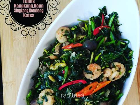 Tumis Kangkung+Daun Singkong+Kembang Kates recipe step 5 photo