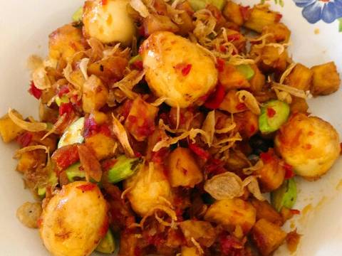 Sambel Goreng Telor Puyuh Ubi dan Pete Simple recipe step 7 photo