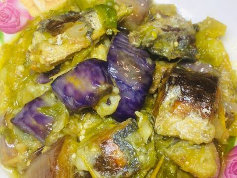 Terong sambal ijo + ikan asin peda recipe step 6 photo