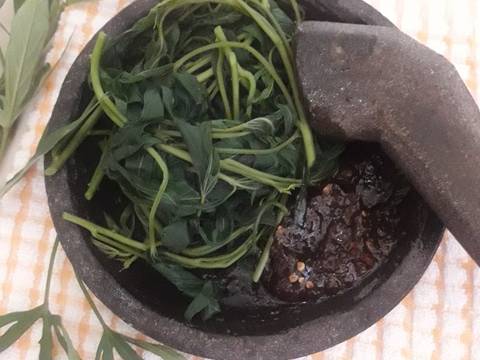 Plencing Elung (daun ubi) sambel brambang asem recipe step 4 photo