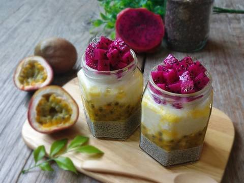 โยเกิร์ตพาร์เฟ่ต์ผลไม้ (เสาวรส+แก้วมังกรแดง) recipe step 4 photo