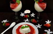 Coconut Panna cotta with strawberry sauce
