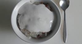 Hình ảnh món Sweet sticky rice congee with coconut cream. Chè đậu trắng nước dừa nấu bằng lò vi sóng