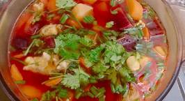 Hình ảnh món Canh súp củ dền, khoai tây, cà rốt, hạt sen bổ dưỡng