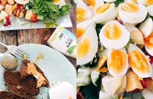 Eat clean- bữa trưa với Salad trứng luộc sốt pho mai và bánh mì ngũ cốc bơ lạc