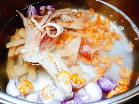 Cháo MỰC khô bước làm 3 hình