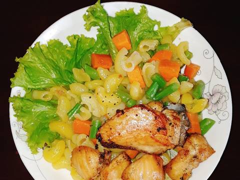 Nui xào ức gà (eat clean) bước làm 5 hình