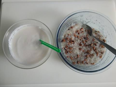 Sweet sticky rice congee with coconut cream. Chè đậu trắng nước dừa nấu bằng lò vi sóng recipe step 4 photo