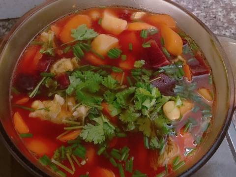 Canh súp củ dền, khoai tây, cà rốt, hạt sen bổ dưỡng recipe step 6 photo