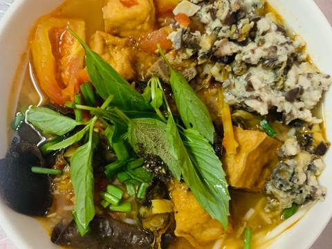 Bún thái ốc thịt bước làm 9 hình