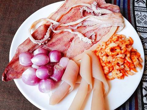Cháo MỰC khô bước làm 1 hình