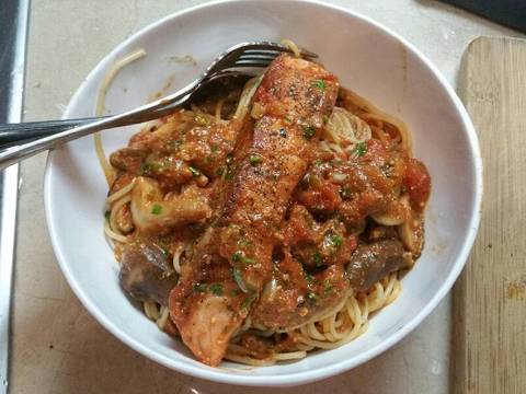 Nấm & Cá hồi Spaghetti recipe step 7 photo