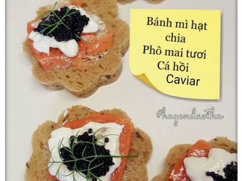 #cleaneating #fingerfood caviar bánh mỳ phô mai tươi cá hồi recipe step 3 photo