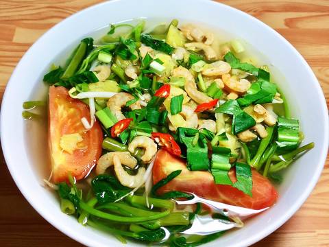 Canh Chua Rau Muống Nấu Tôm Khô recipe step 3 photo