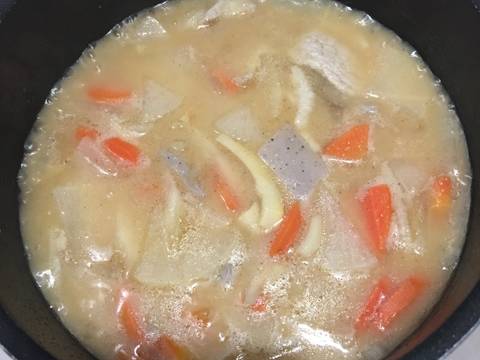 Tonjiru Soup (canh rau củ kiểu Nhật) recipe step 4 photo