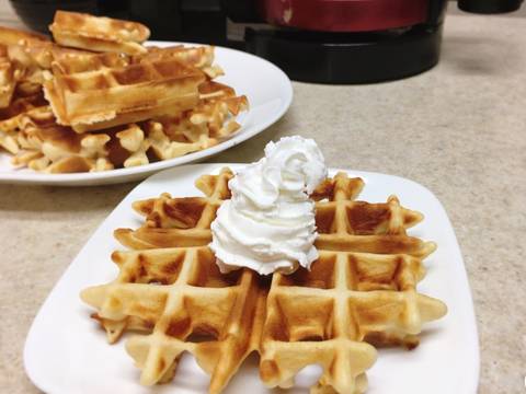 Bánh trứng sữa nướng, món ăn vặt (waffle) bước làm 3 hình