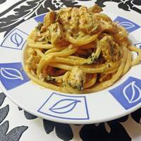 Fokhagymás-csirkés spagetti