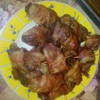 Csirkemáj baconbe tekerve