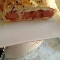 Hotdog leveles tésztában