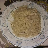 Fokhagymás-csirkés spagetti
