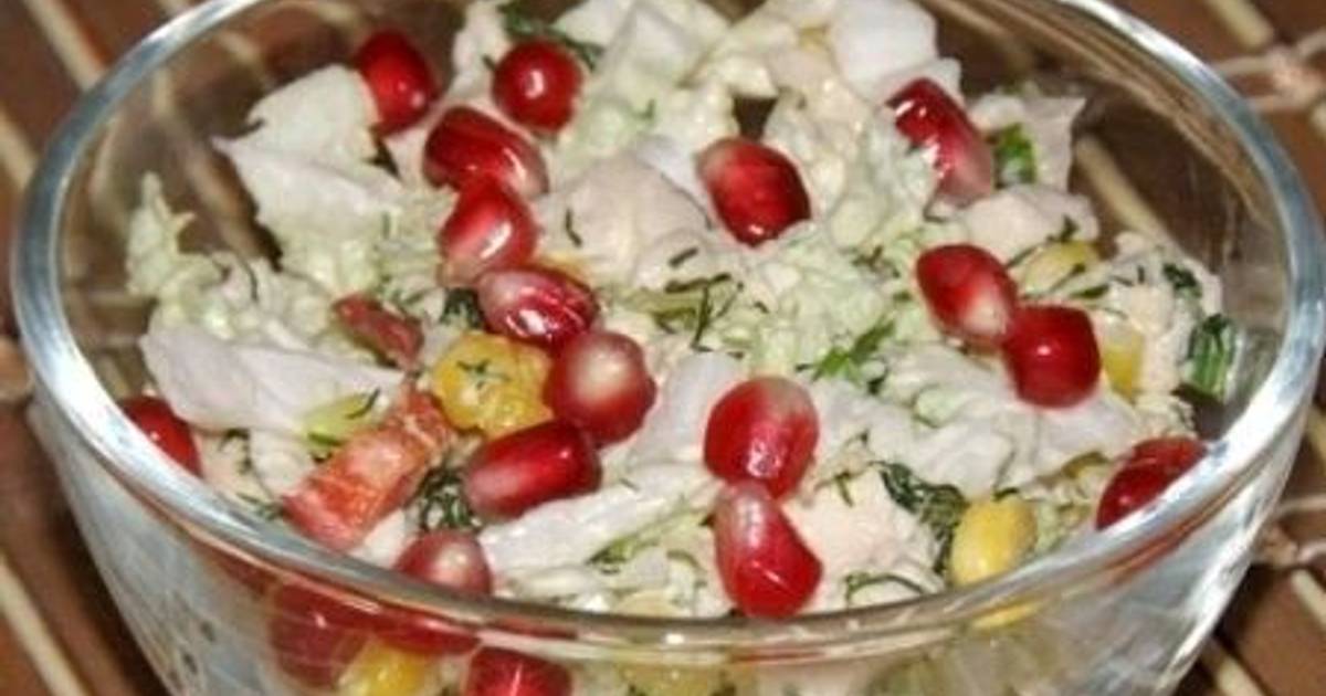 салат с пекинской капустой и курицей и гранатом