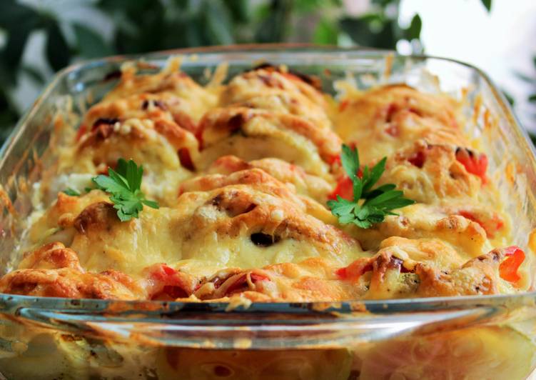 Запеканка из кабачков и курицы фото