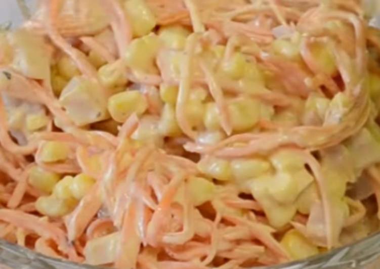 Салат корейская морковь копченая курица кукуруза