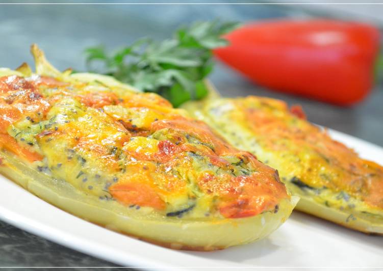 Лодочки из перца фаршированные овощами — 9