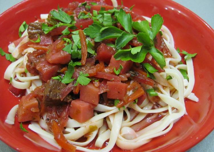 Лагман с капустой редькой