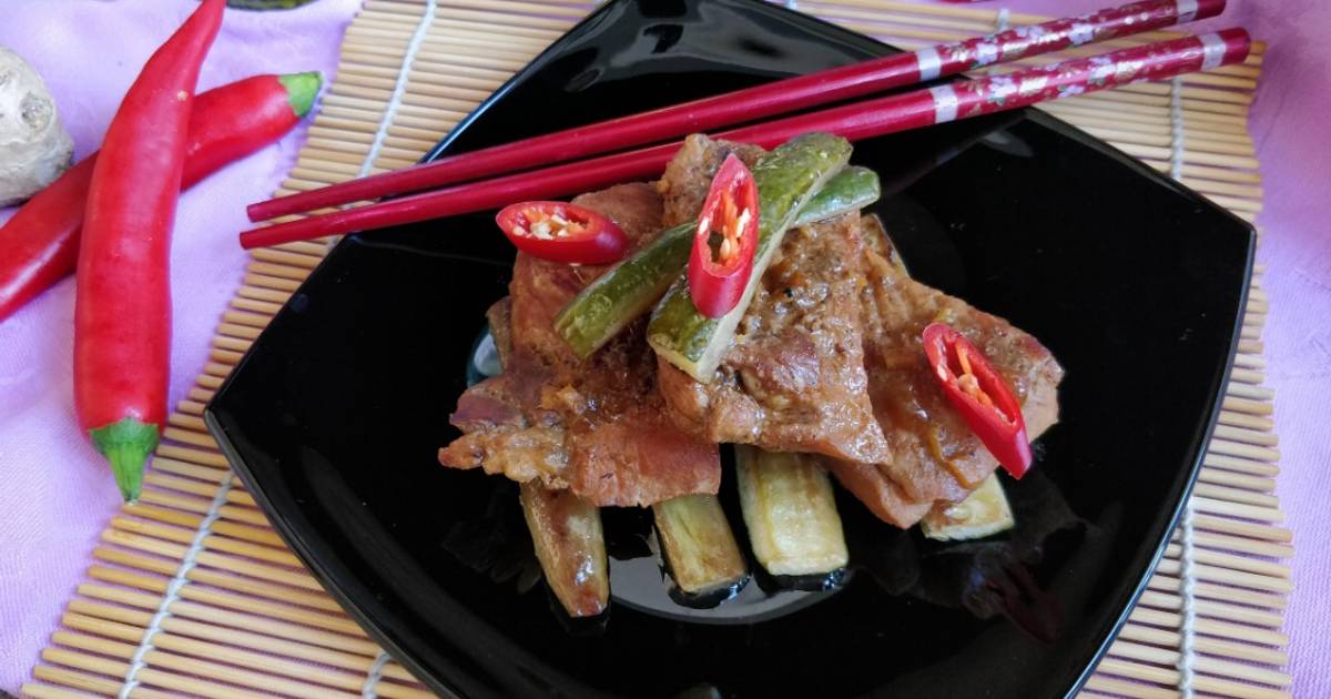 Свинина в медовом соусе с жареными огурцами, пошаговый рецепт с фото изображения Свинина в медовом соусе с жареными огурцами, пошаговый рецепт с фото изоражения