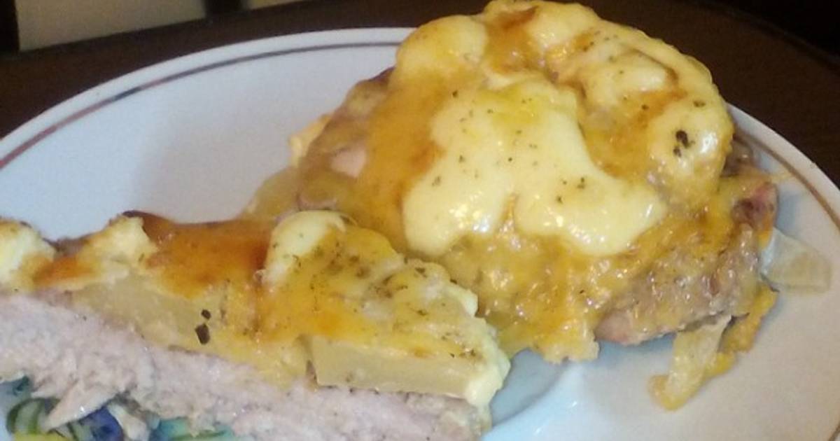 отбивная из свинины с ананасами и сыром