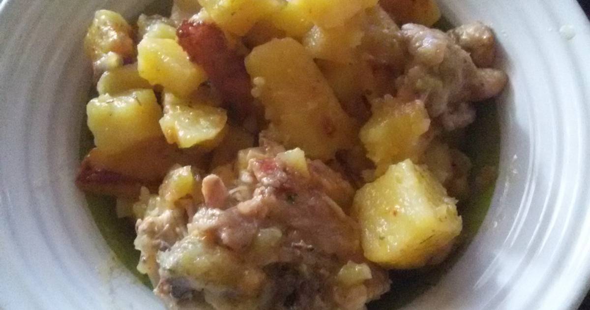 Тушеная картошка с курицей и овощами 124 пошаговых